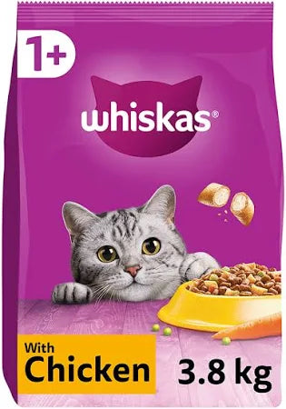 7kg Whiskas 1+ Adult Complete Dry Cat Food Chicken Bulk Pack Cat Biscuits